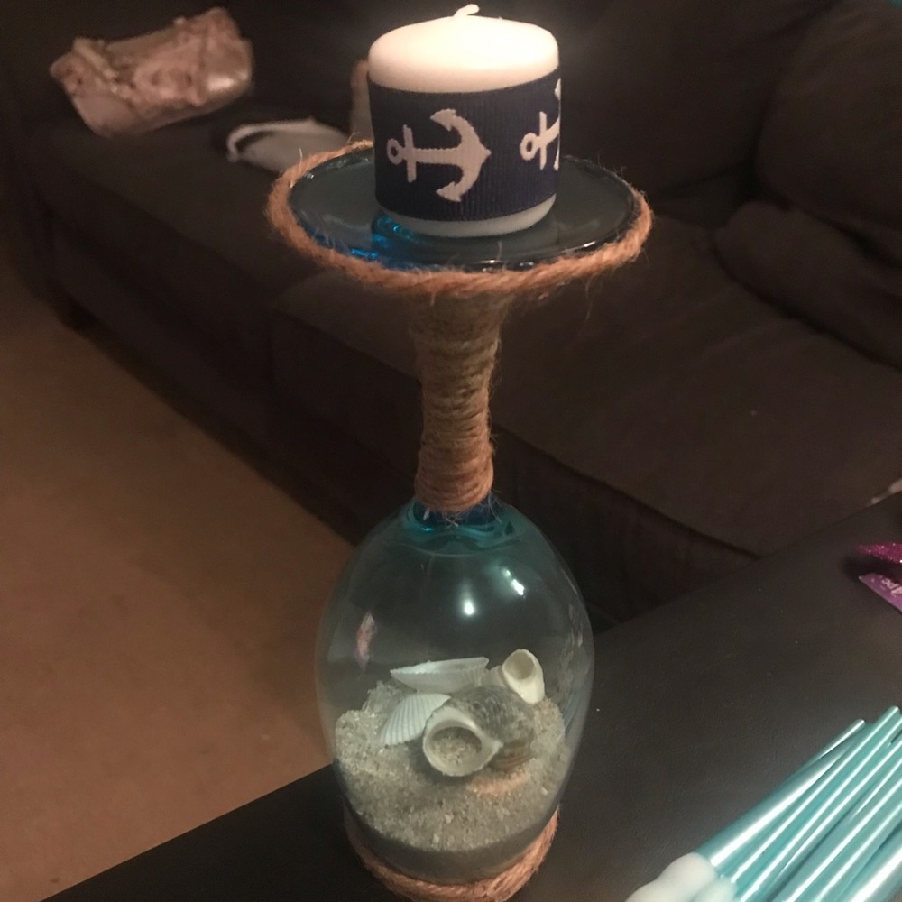 Beach theme wine glass 🏖